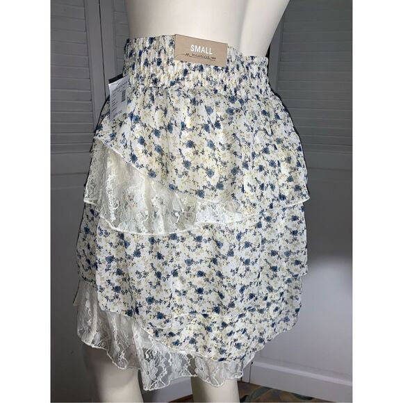 NWT Maurices Floral Cottagecore Chiffon Layered Lace Mini Skirt Small - Picture 5 of 12